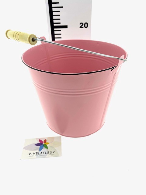 B Zink bucket pink w/black edge h18 cm dia 22 cm