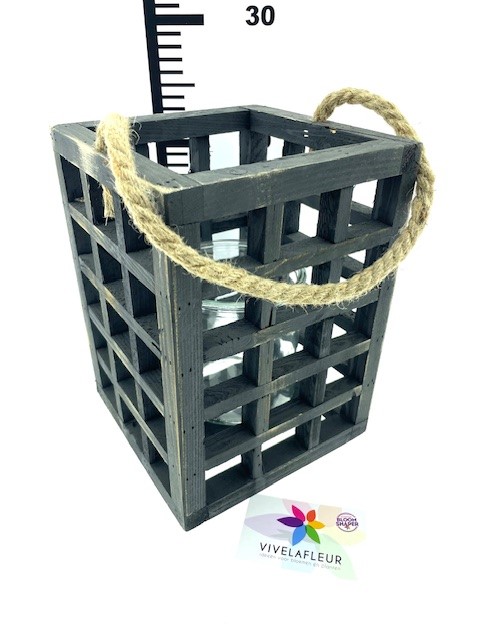 Windlicht Zwart L H25 / D18 cm