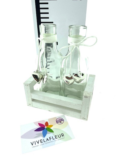 B Wo Tray White 2 bottle H16 / 13 / 8cm