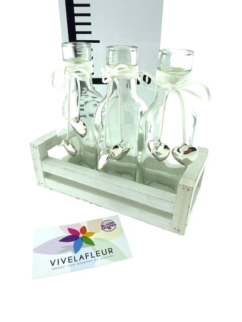 B Wo Tray White 3 bottle H16 / 18 / 8cm