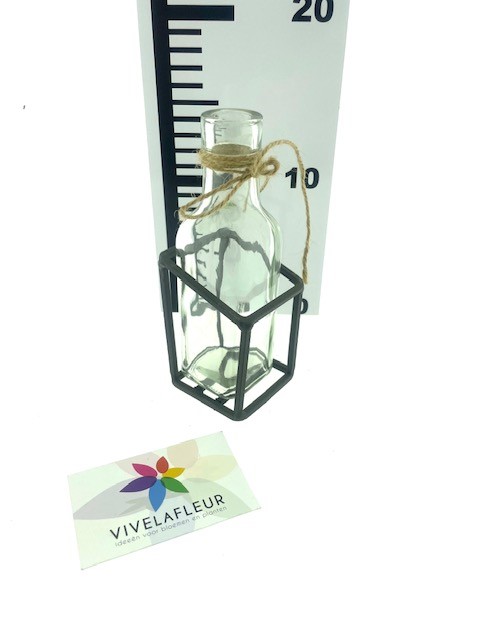 B Metal tray d grey w/1 bottle h16,5x6x6cm