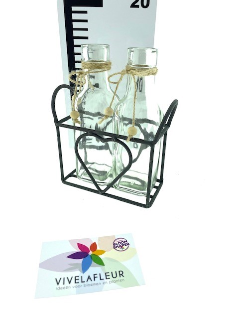 B Metal Tray Hart 2 Bottle H16,5 / 14 / 6cm