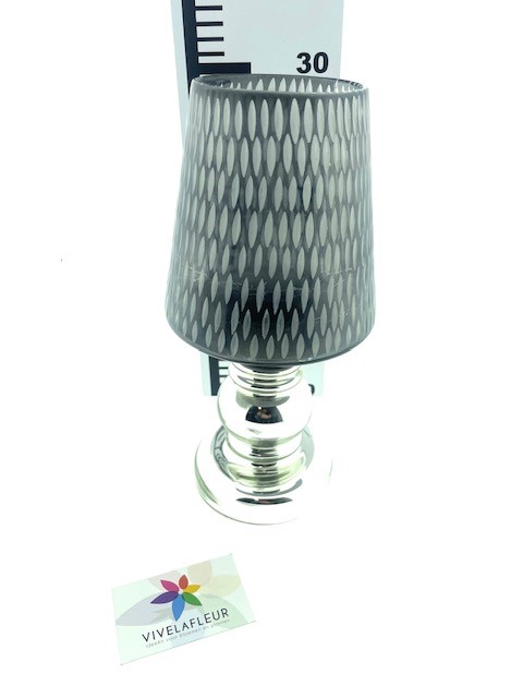 B Diamond lantern with fused glass H30cm