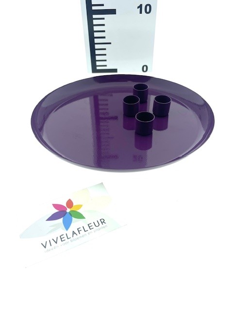 B Tray purple w/4 magn. Candle holders D24cm