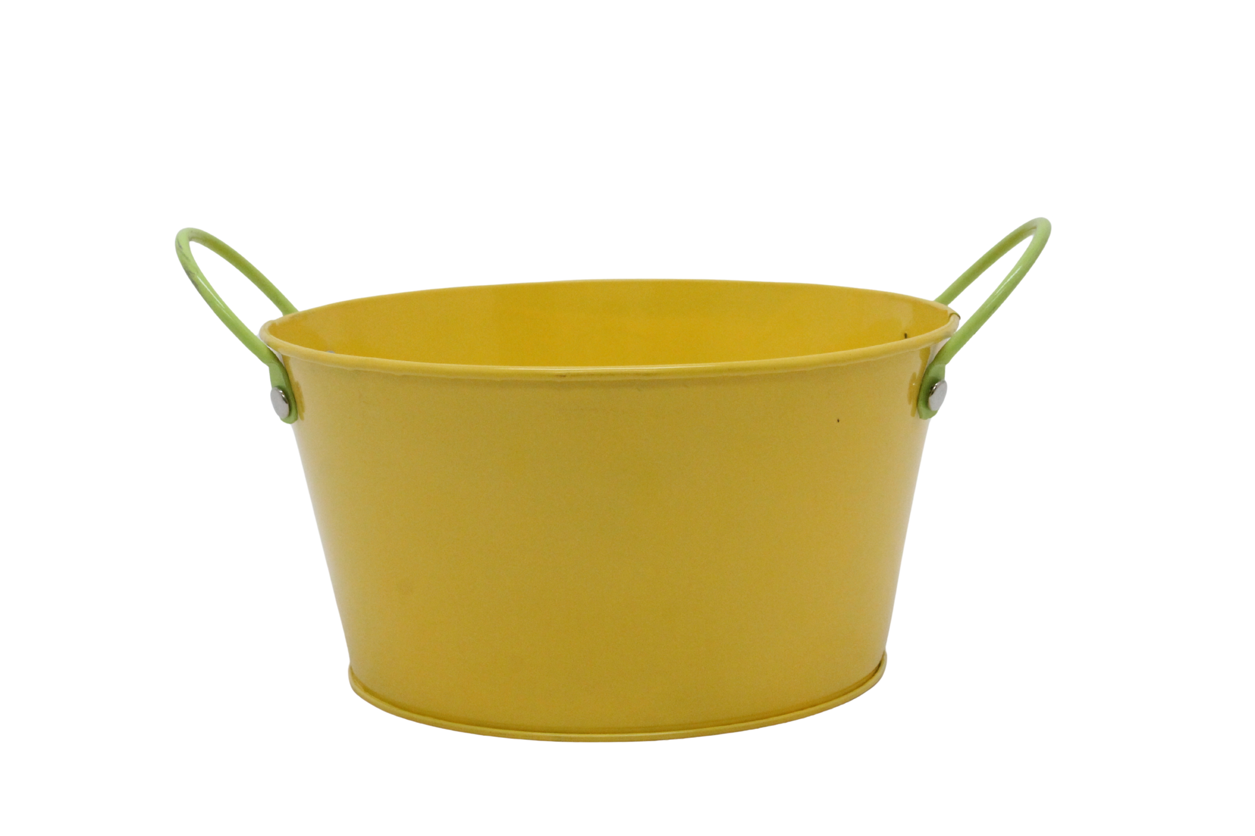 J Metal planter round Ø19 H10 yellow